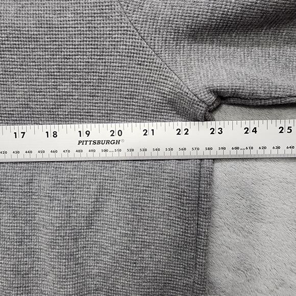 Gap Hoodie Mens XXL Gray Waffle Knit Pullover Kangaroo Pocket Causal Thermal - Picture 6 of 8